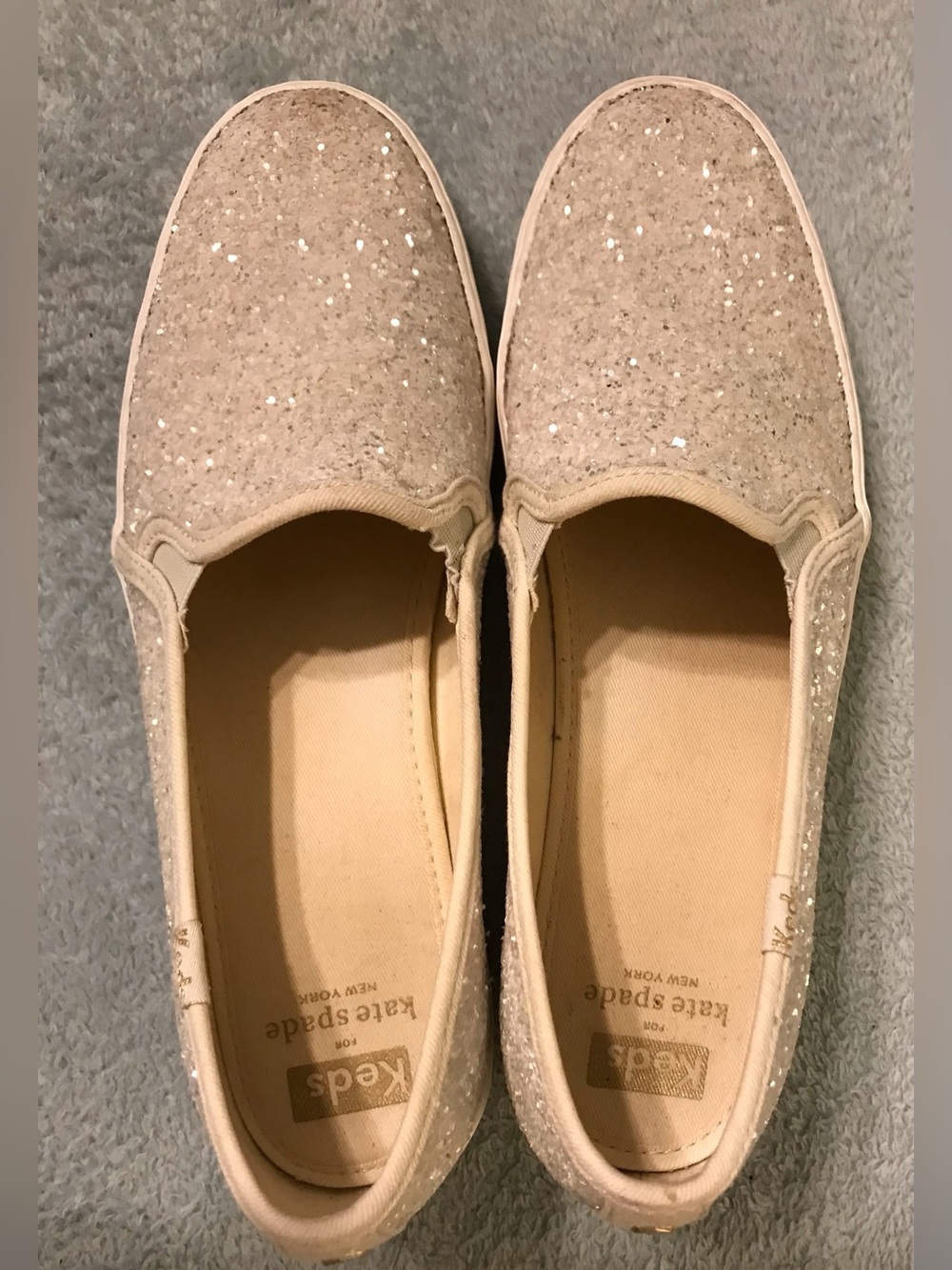 Keds x Kate Spade Glitter Slip-On Sneakers in White
